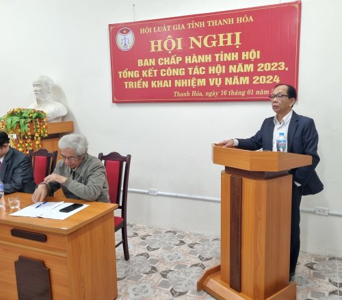 Bí thư Đảng đoàn, Chủ tịch Liên hiệp các Hội  Khoa học  - Kỹ thuật tỉnh Thanh Hóa Nguyễn Văn Phát phát biểu tại Hội nghị.jpg